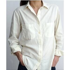 FOUR OBJECTS Sz 5 XL White Herringbone V2 Work Shirt Top